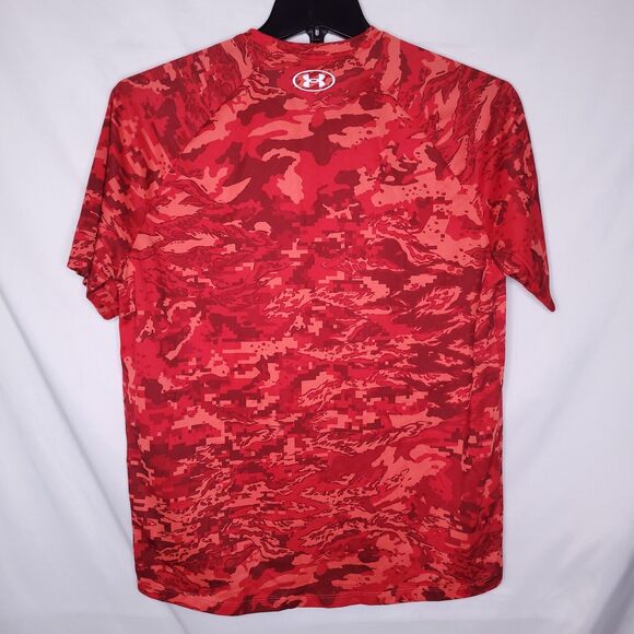 Under Armour T Shirt Mens Large Red Camo UA Tech ABC Loose HeatGear Performance - Picture 5 of 10